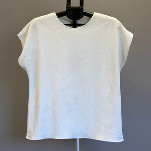 Cristin Stevens Textured Knit Cap Sleeve Tunic Top Women's Size L